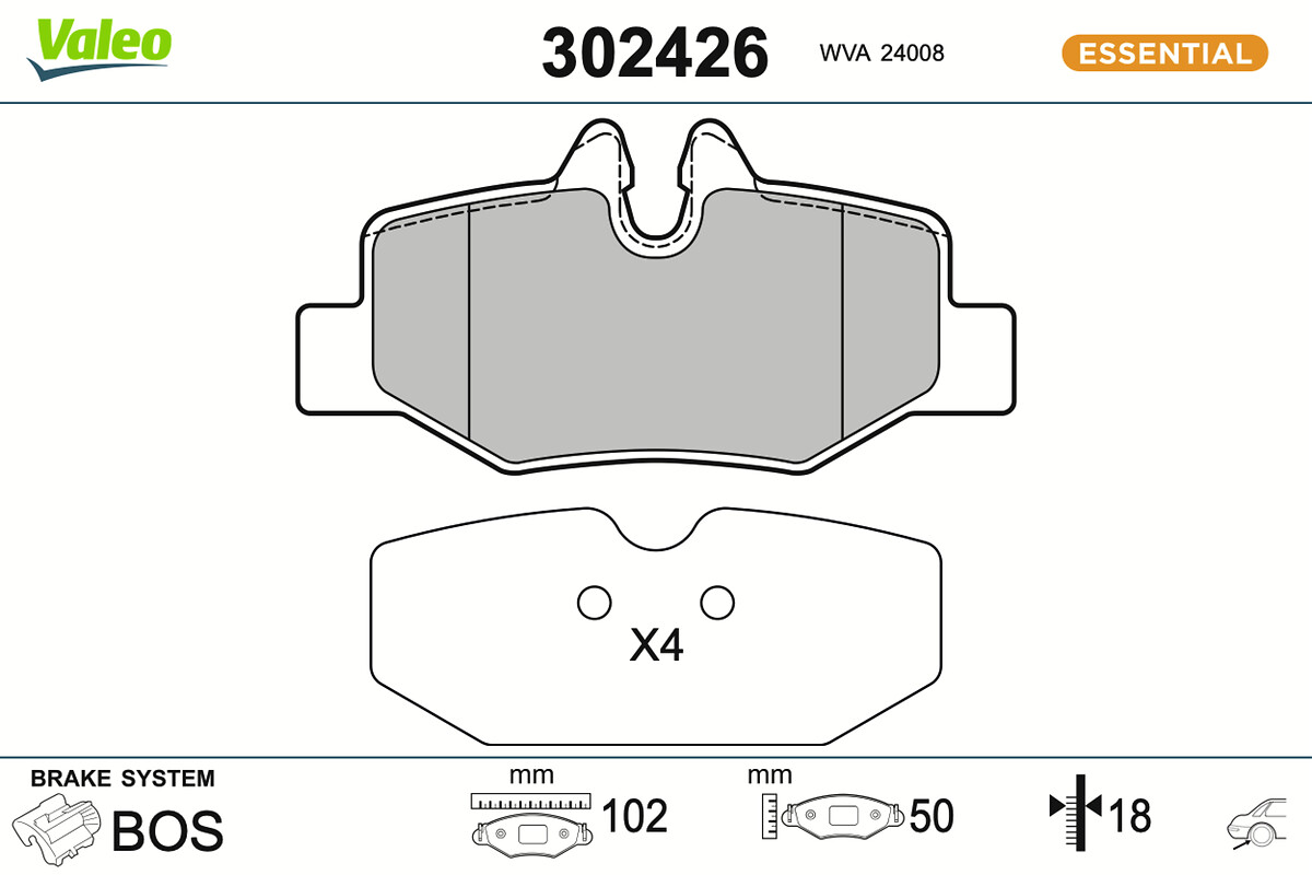 Jogo de 4 pastilhas de travão VALEO ref. 302426